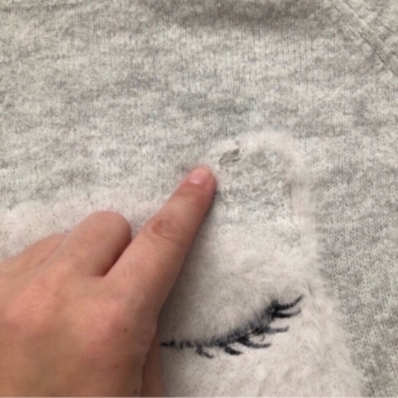 Lauren Conrad Cozy Gray Cat Face Sweater - Picture 2 of 7